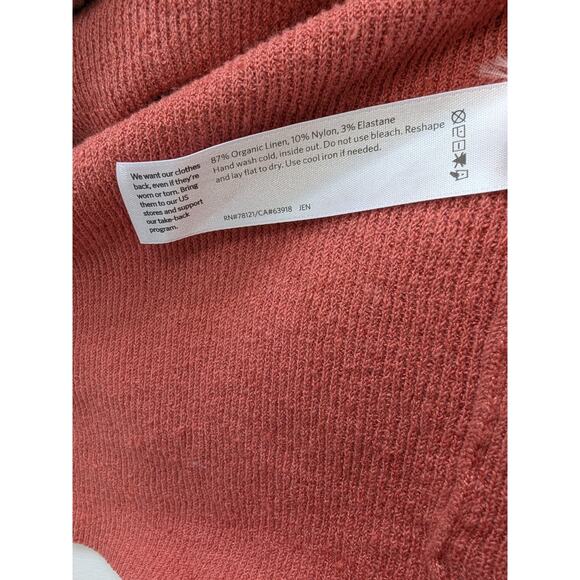 Eileen Fisher Womens Organic Linen Blend Cardigan Sweater Size MP Coral Relaxed - Picture 4 of 8